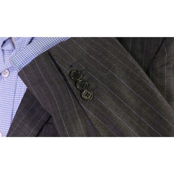 Borrelli Napoli Gray Striped Wool Suit Jacket Blazer Flawed 36S - Picture 6 of 14